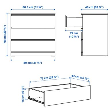 IKEA УЦІНКА Комод MALM Білий brak/70424053 фото - 4