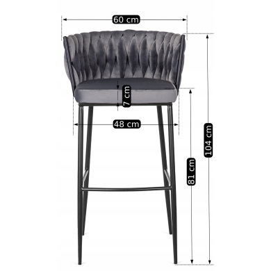 Барний стілець Mebel Elit FLORES Welur Сірий - 10 Барний стілець Mebel Elit FLORES Welur Сірий ME.FLORES/P/CZ/V/H фото - 10