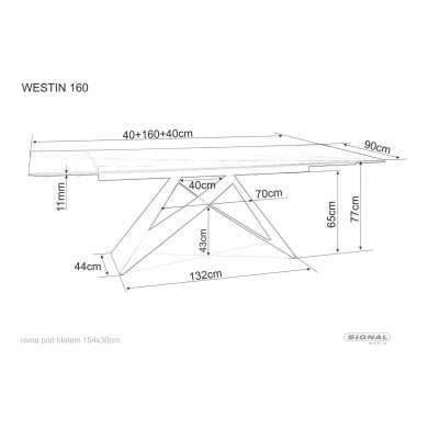 Раскладной обеденный стол Signal WESTIN Ceramic Дерево WESTINBRC160 фото - 15