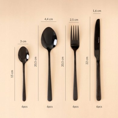Набір столових приборів Homla Lugano Homla 24 шт. | Чорний - 8 Набір столових приборів Homla Lugano Homla 24 шт. | Чорний 215817 фото - 8