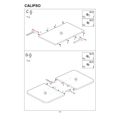 Розкладний обідній стіл Signal CALIPSO Білий CALIPSOBMSZ110IN фото - 4