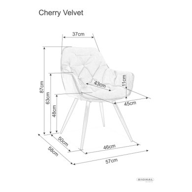 Обеденный стул Signal CHERRY Welur Серый CHERRYVCSZ фото - 5