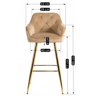 Барний стілець Mebel Elit SALEM 2 Welur Бежевий - 13 Барний стілець Mebel Elit SALEM 2 Welur Бежевий ME.SALEM2/BZ/ZL/V/H фото - 13