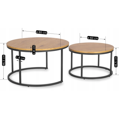 Комплект журнальних столів Mebel Elit DELIA MAX 2 шт Дуб - 2 Комплект журнальних столів Mebel Elit DELIA MAX 2 шт Дуб ME.MAXDELIA/DZ/CZ/L фото - 2