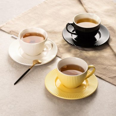 Чашка з блюдцем Homla SIENA 240 мл Чорний 235714 фото - 6