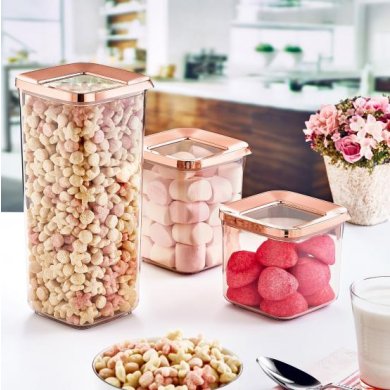 Набір контейнерів Chomik 0,7/0,9/1,7л | Рожевий / Прозорий OKY2315 фото - 3