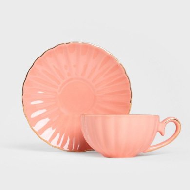 Чашка з блюдцем Homla MINA 200 мл Рожевий 238985 фото - 2