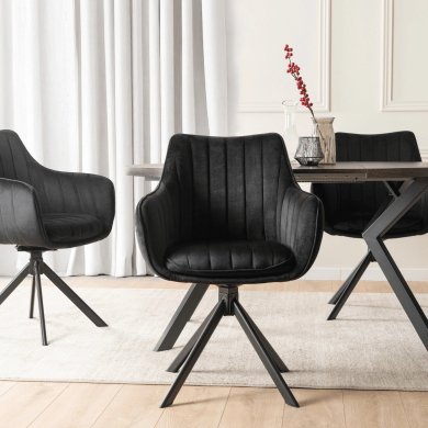 Обідній стілець поворотний Mebel Elit MUMBAI Welur Чорний ME.MUMBAI/CZ/V/K фото - 6