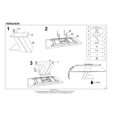 Раскладной обеденный стол Halmar FERGUSON Дуб V-CH-FERGUSON-ST фото - 9