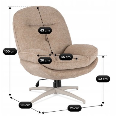 Кресло мягкое поворотное Mebel Elit MESA Бежевый ME.MESA/BZ/KR/T/FW фото - 8