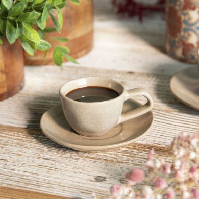 Чашка з блюдцем Homla ODELA 80 мл Бежевий 227773 фото - 4