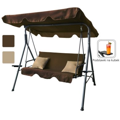 Садова гойдалка Garden Line 170x118x153 см Коричневий KRE7626 фото - 3