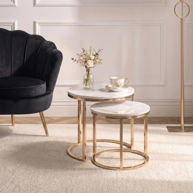 Комплект журнальних столів Mebel Elit MILANO S Ceramic Marmur 2 шт Білий ME.MILANO60/BM/ZL/L фото - 5