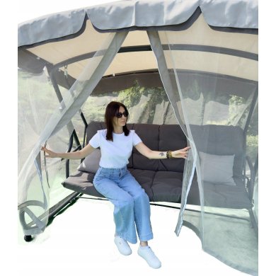 Садова гойдалка з москітною сіткою Garden Line 220х130х175 см Сірий KRE0954 фото - 5