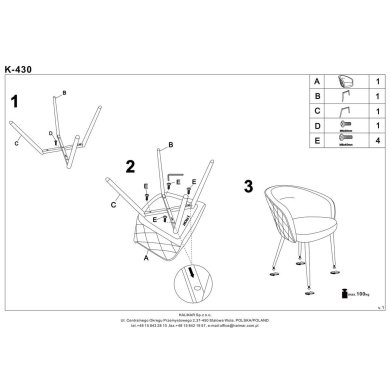 Обеденный стул Halmar K-430 Синий V-CH-K/430-KR-GRANATOWY фото - 7