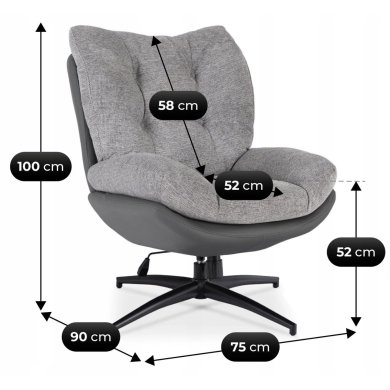 Крісло м'яке поворотне з підставкою Mebel Elit FREMONT 2 Сірий ME.FREMONT/P/T/P/E/CZ/FW фото - 8