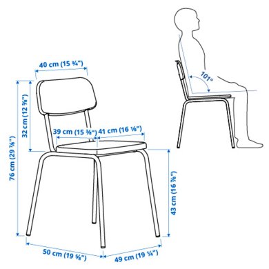IKEA Обідній стілець GRASALA Сірий (ИКЕА ГРАСАЛЬ) 70515468 фото - 2