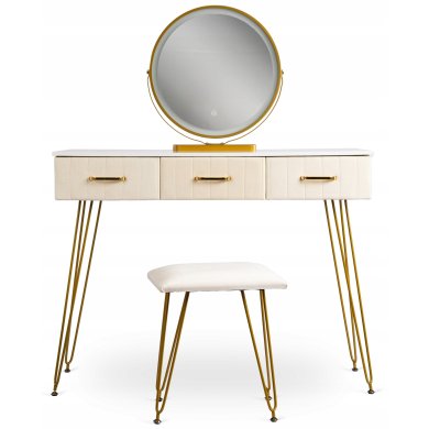 Туалетный стол c пуфом Mebel Elit SANDY Marmur Кремовый ME.SANDY/BZ/ZL/B фото - 2
