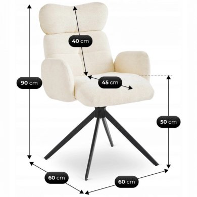 Обідній стілець поворотний Mebel Elit ALVARO Boucle Кремовий ME.ALVARO/KR/TB/K фото - 10