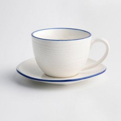 Чашка з блюдцем Duka Krog 420 мл | Білий/Синій 1218150 фото - 4