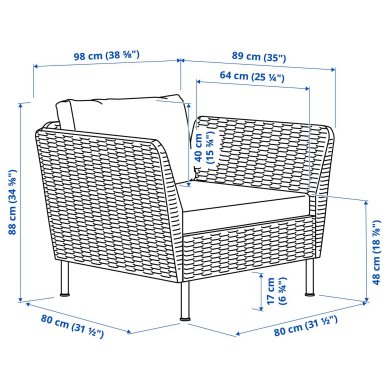 IKEA Садове крісло VITTSKAR Бежевий (ИКЕА ВИТТСКАР) 09591036 фото - 2