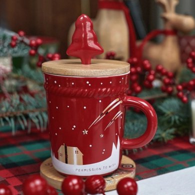 Кружка Homla TREE TIME 280 мл | Красный / Принт 159983 фото - 4