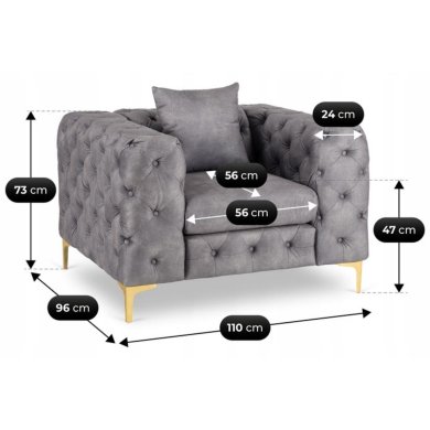 Крісло м'яке Mebel Elit SORRENTO 1S Welur Сірий ME.SORRENTO1S/P/V/FW фото - 9