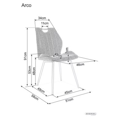 Обідній стілець Signal ARCO Brego Сірий ARCOBRCCSZ фото - 4
