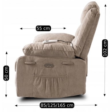 Кресло мягкое раскладное с реклайнером Mebel Elit JASPER Бежевый ME.JASPER/BZ/T/FW фото - 15