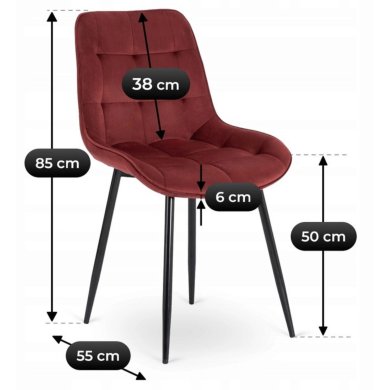 Обеденный стул Mebel Elit CHRIS Welur Бордовый ME.CHRIS/BOR/CZ/V/K фото - 9