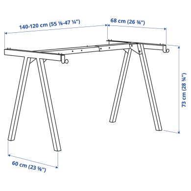 IKEA Основа для столу регульована TROTTEN 140/160 Білий (ИКЕА ТРОТТЕН) 30474752 фото - 3
