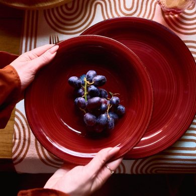 Набір глибоких тарілок Homla OBLAN 21 см 4 шт Бордовий 230166 фото - 4