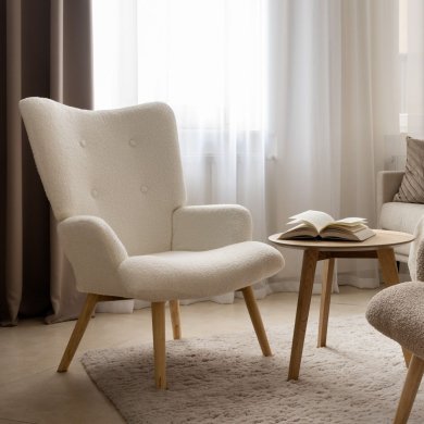 Кресло мягкое Homla MOSS TEDDY BOUCLE Белый 209866 фото - 8