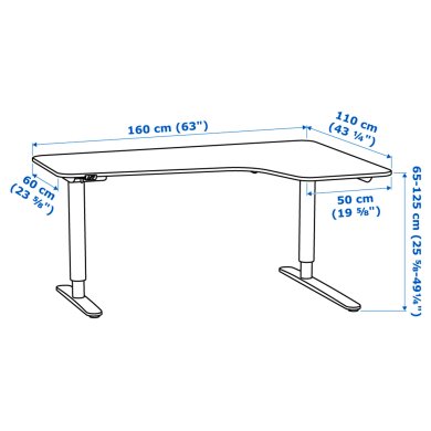 IKEA Стіл кутовий з регулюванням висоти BEKANT (ИКЕА БЕКАНТ) 89282336 фото - 7