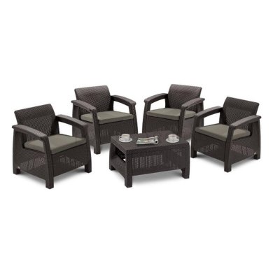 Комплект садових меблів Keter CORFU QUATTRO Коричневий 001688 фото - 2