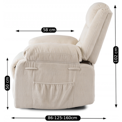 Кресло мягкое раскладное с реклайнером Mebel Elit ARTURO Velvet Бежевый - 17 Кресло мягкое раскладное с реклайнером Mebel Elit ARTURO Velvet Бежевый ME.ARTURO/BZ/SZTR/FW фото - 17