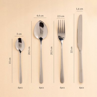 Набір столових приборів Homla Lugano Homla 24 шт. | Сріблястий - 8 Набір столових приборів Homla Lugano Homla 24 шт. | Сріблястий 215815 фото - 8