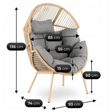 Садове крісло Mebel Elit CEZARE Сірий ME.CEZARE/P/NAT/T/FW фото - 8