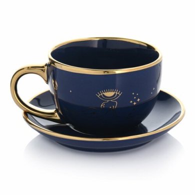 Чашка с блюдцем Duka Celestial 200 мл | Темно-синий / Золотой принт 2220766 фото - 2