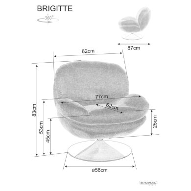 Крісло м'яке поворотне Signal BRIGITTE BREGO Каррі BRIGITTEBRCU фото - 7