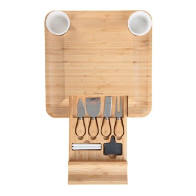 Сервірувальна дошка для сиру з мисками та ножами Homla RUMI 33х33 см Дерево 223165 фото - 3