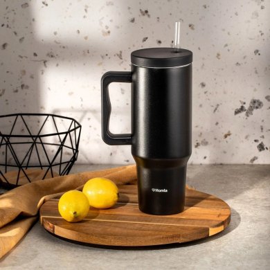 Термокружка з трубочкою Homla LUZZY Чорний - 4 Термокружка з трубочкою Homla LUZZY Чорний 234112 фото - 4