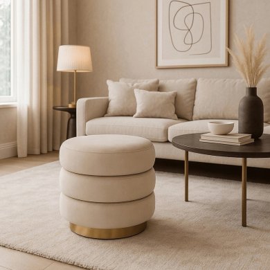 Пуф Mebel Elit AURA Welur Кремовый ME.AURA/KR/V/PUF фото - 4