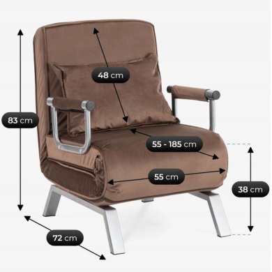 Крісло м'яке розкладне Mebel Elit BART Welur Коричневий ME.BART/BR/V/FW фото - 15
