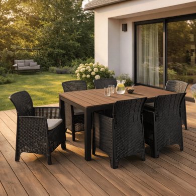 Комплект садовой мебели Mebel Elit ARGOS FRESNO 6 Черный ME.ARGOS/140-180/O/CZ/OGR/S:1|ME.FRESNO/CZ/RT/FW:6 фото - 12