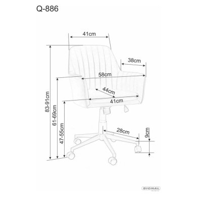 Офісне крісло Signal Q-886 Velvet Рожевий OBRQ886VRA фото - 3