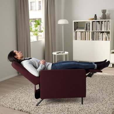 IKEA Крісло м'яке розкладне з реклайнером GISTAD Темно-червоний (ИКЕА ГИСТАД) 40466389 фото - 2