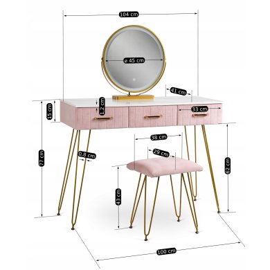 Туалетный стол c пуфом Mebel Elit SANDY Marmur Розовый ME.SANDY/R/ZL/B фото - 7