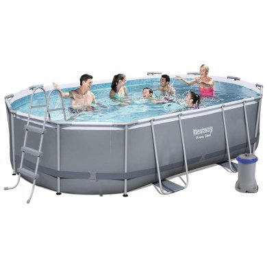 Каркасный басейн Bestway 56620 POWER STEEL OVAL 427x250x100 см Серый 82811997 фото - 3