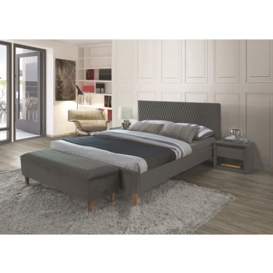 Кровать Signal Azurro Velvet | 160х200 / Серый / Дуб (Bluvel 14) AZURROV160SZD